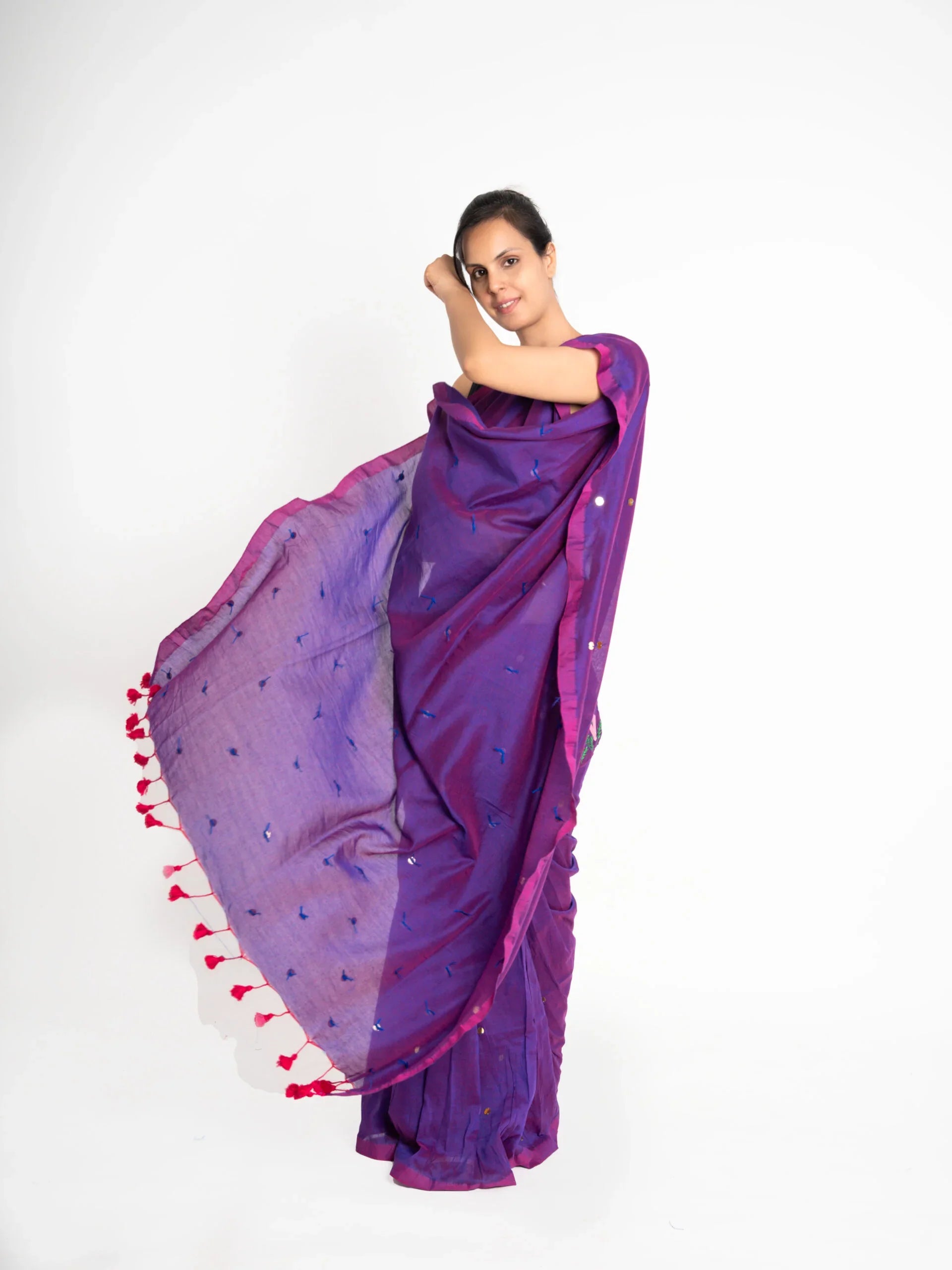 Flirty Flamingo – Pre-Stitched Saree with Flamingo Pocket & Sequin Embroidery - Kozylook